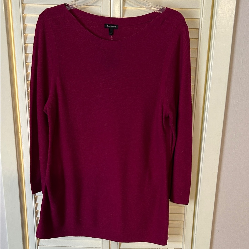 Talbots Raspberry Long Sleeve Top - Picture 3 of 7